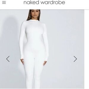 Naked wardrobe white jumpsuit long sleeve